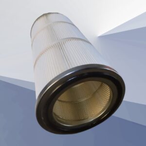 Cartucho filtrante industrial de tela sintética lavable de alta eficiencia.